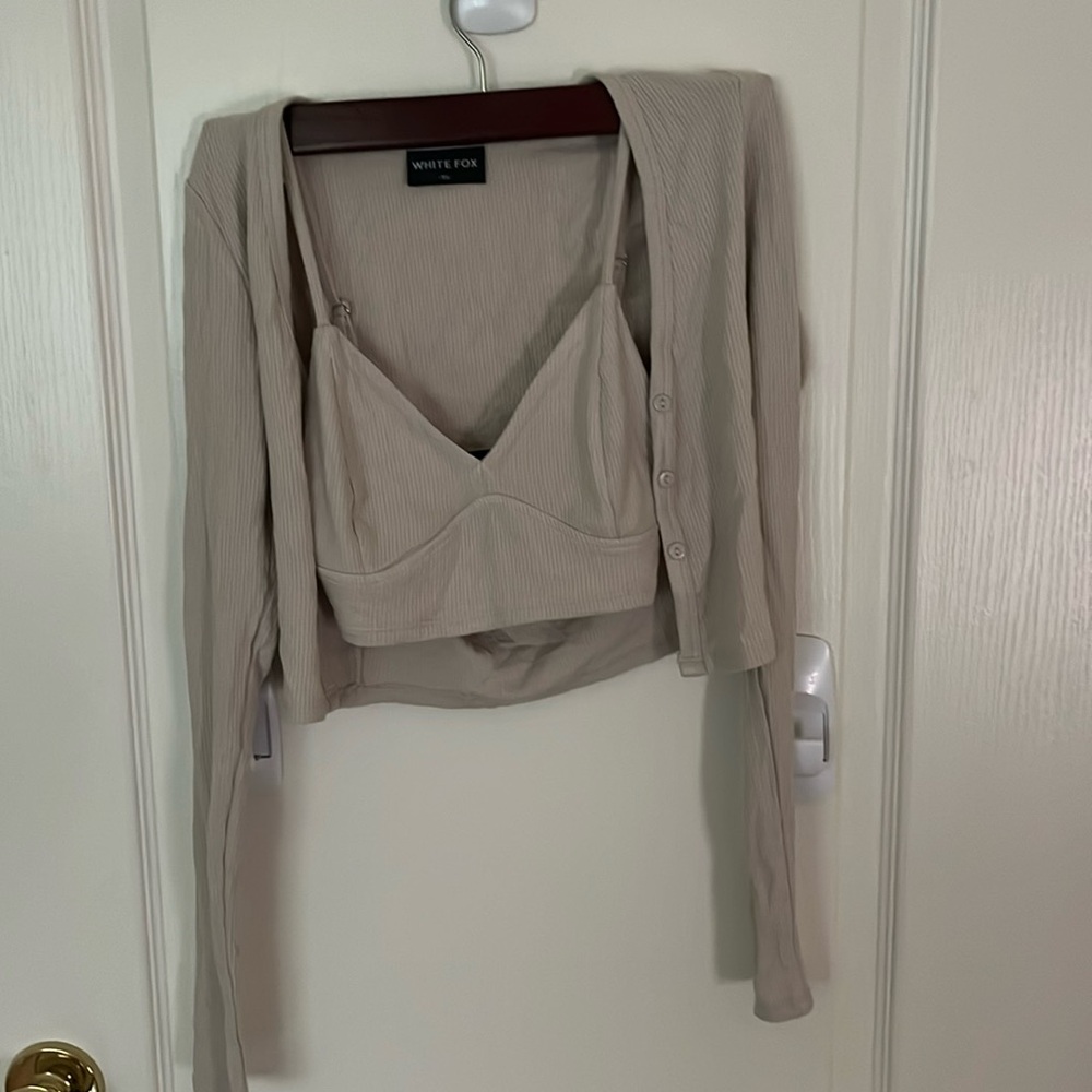 White fox 2 piece tank and cardigan going out top size XS